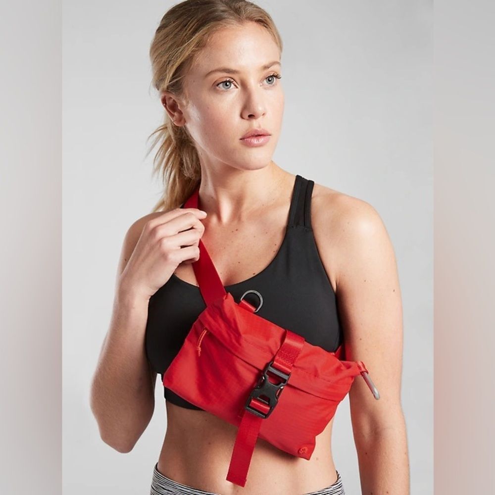 Athleta Oslo Red Convertible Crossbody Bag with Buckle
